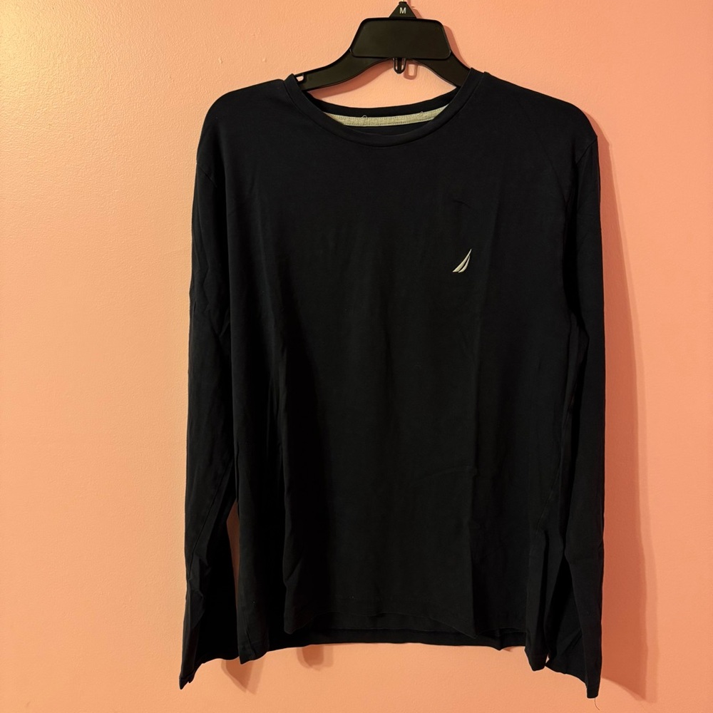 Nautica Navy Long Sleeve Tee Classic Crew Neck